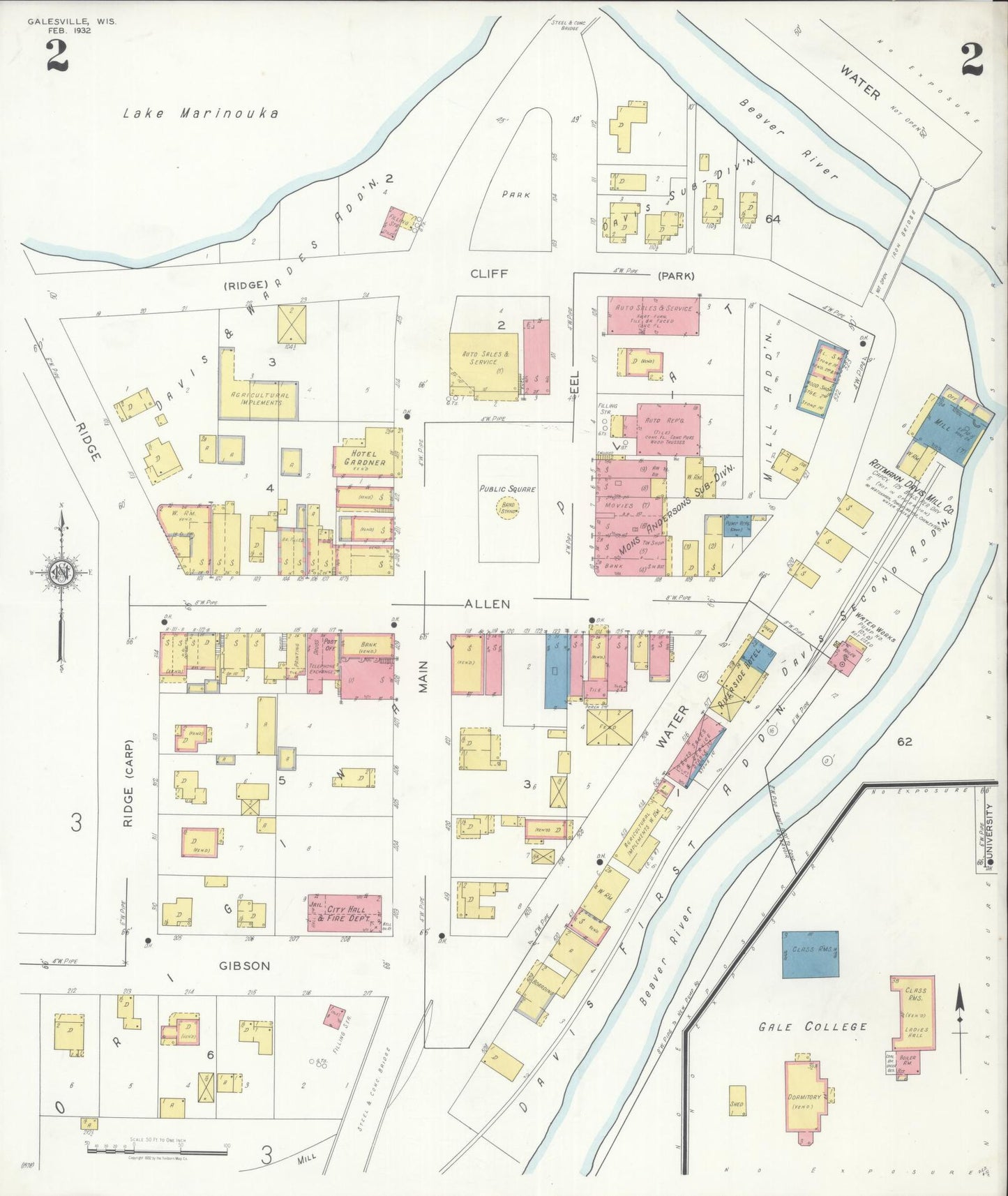 Sanborn Fire Insurance Map from Galesville, Trempealeau County, Wisconsin (1932), Sheet #0002 - Complete Map Set gallery image, historic Sanborn map, vintage wall art, Wisconsin Wisconsin