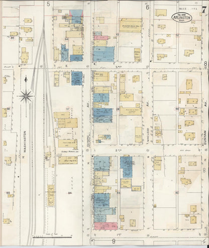 Sanborn Fire Insurance Map from Arlington, Snohomish County, Washington (1940), Sheet #0007 - Complete Map Set gallery image, historic Sanborn map, vintage wall art, Washington Washington