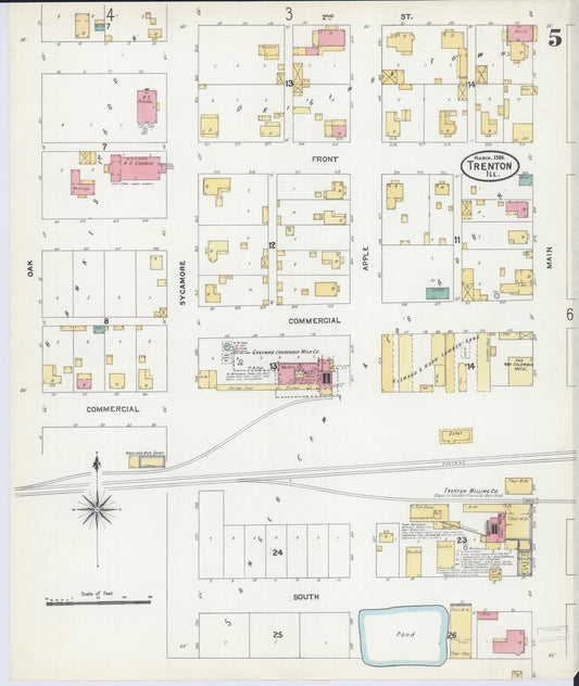 Sanborn Fire Insurance Map from Trenton, Clinton County, Illinois (1906), Sheet #0005 - Historic Sanborn Fire Insurance Map Print, vintage old map wall art, antique decor, genealogy gift, Illinois Illinois map