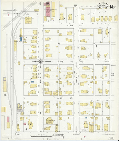 Sanborn Fire Insurance Map from Elwood, Madison County, Indiana (1916), Sheet #0014 - Complete Map Set gallery image, historic Sanborn map, vintage wall art, Indiana Indiana