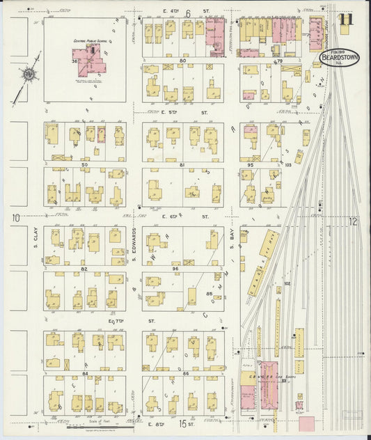 Sanborn Fire Insurance Map from Beardstown, Cass County, Illinois (1919), Sheet #0011 - Historic Sanborn Fire Insurance Map Print, vintage old map wall art, antique decor, genealogy gift, Illinois Illinois map