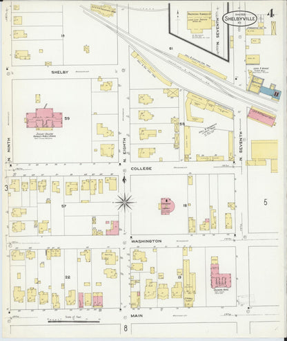 Sanborn Fire Insurance Map from Shelbyville, Shelby County, Kentucky (1909), Sheet #0004 - Complete Map Set gallery image, historic Sanborn map, vintage wall art, Kentucky Kentucky