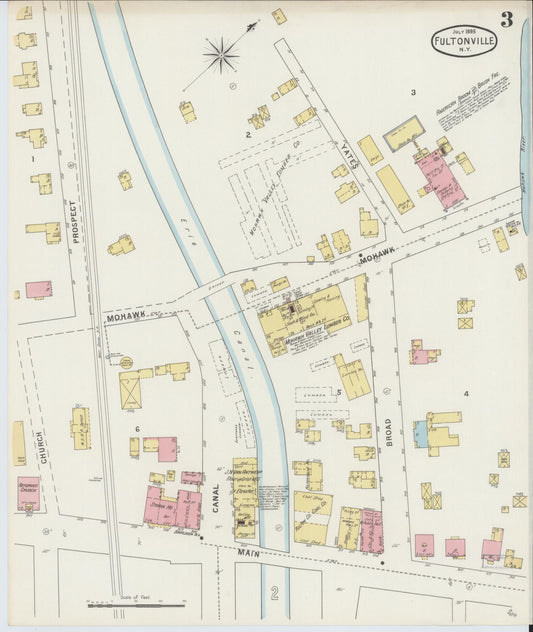 Sanborn Fire Insurance Map from Fultonville, Montgomery County, New York (1895), Sheet #0003 - Historic Sanborn Fire Insurance Map Print, vintage old map wall art, antique decor, genealogy gift, New York New York map