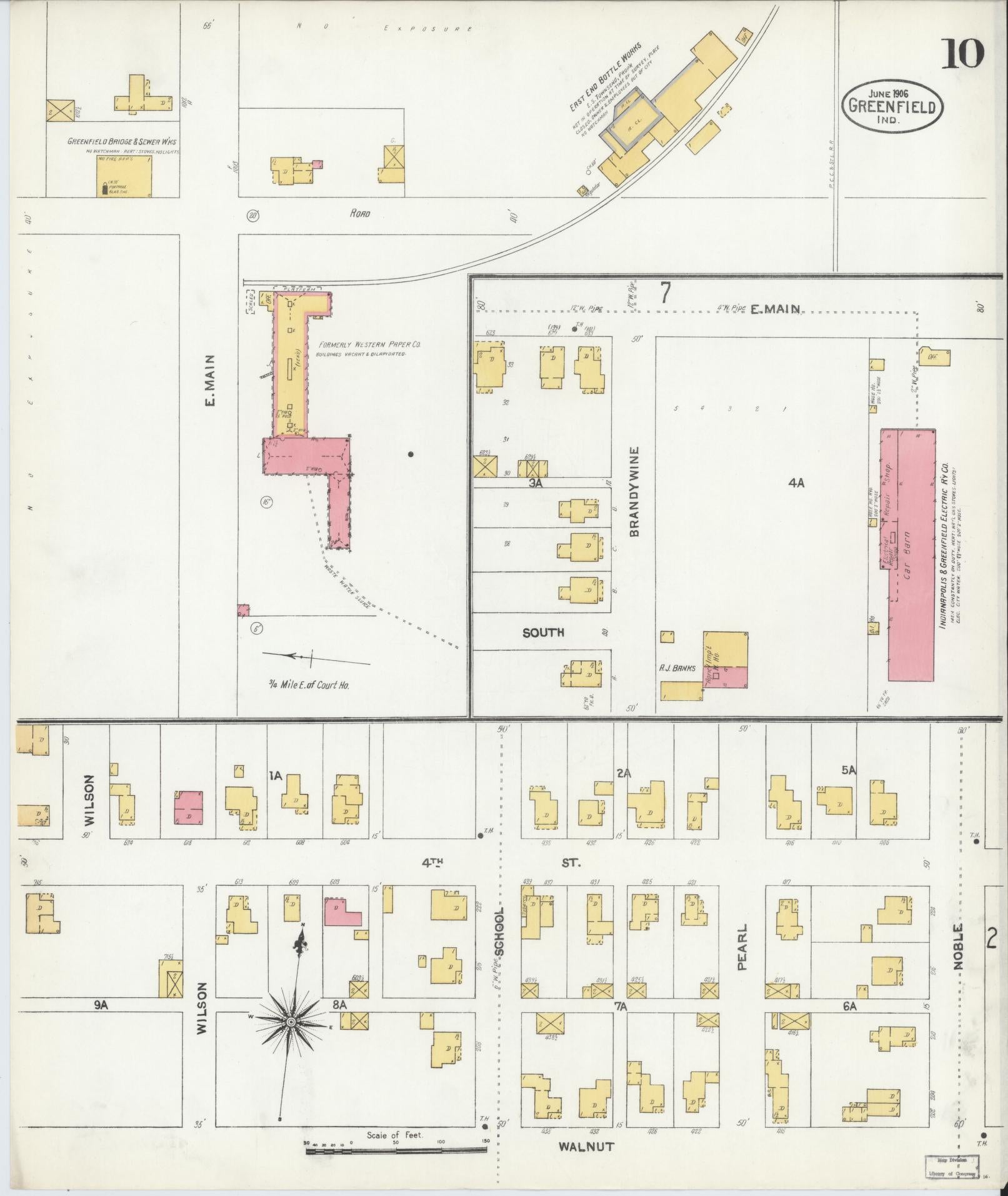 Sanborn Fire Insurance Map from Greenfield, Hancock County, Indiana (1906), Sheet #0010 - Complete Map Set gallery image, historic Sanborn map, vintage wall art, Indiana Indiana
