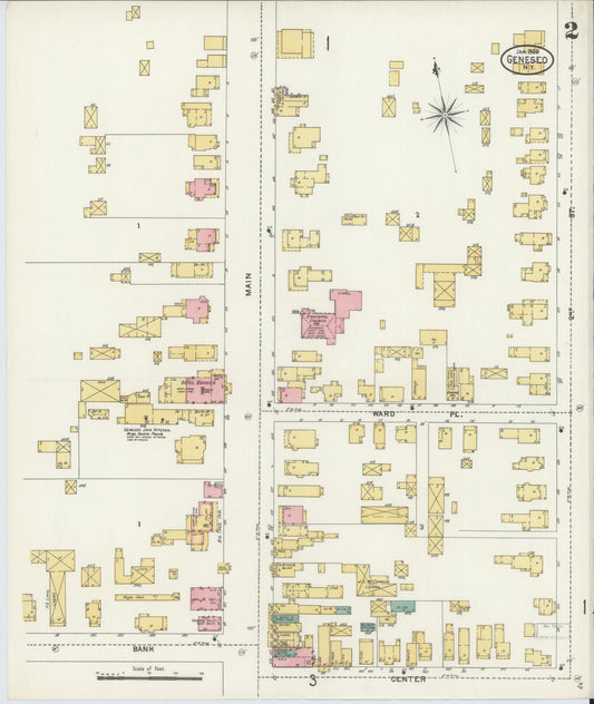 Sanborn Fire Insurance Map from Geneseo, Livingston County, New York (1906), Sheet #0002 - Historic Sanborn Fire Insurance Map Print, vintage old map wall art, antique decor, genealogy gift, New York New York map