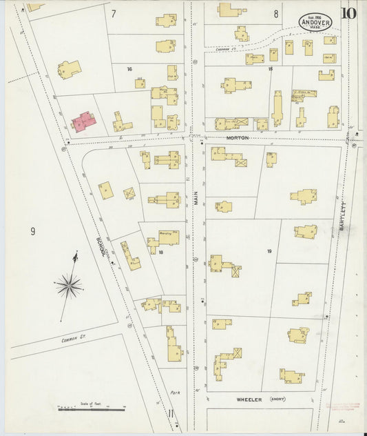 Sanborn Fire Insurance Map from Andover, Essex County, Massachusetts (1906), Sheet #0010 - Historic Sanborn Fire Insurance Map Print, vintage old map wall art, antique decor, genealogy gift, Massachusetts Massachusetts map