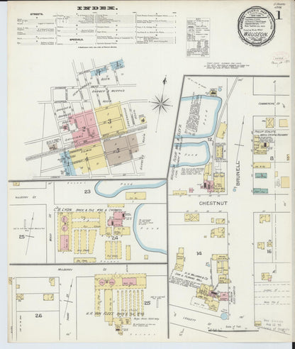 Sanborn Fire Insurance Map from Wauseon, Fulton County, Ohio (1893), Sheet #0001 - Historic Sanborn Fire Insurance Map Print, vintage old map wall art, antique decor, genealogy gift, Ohio Ohio map