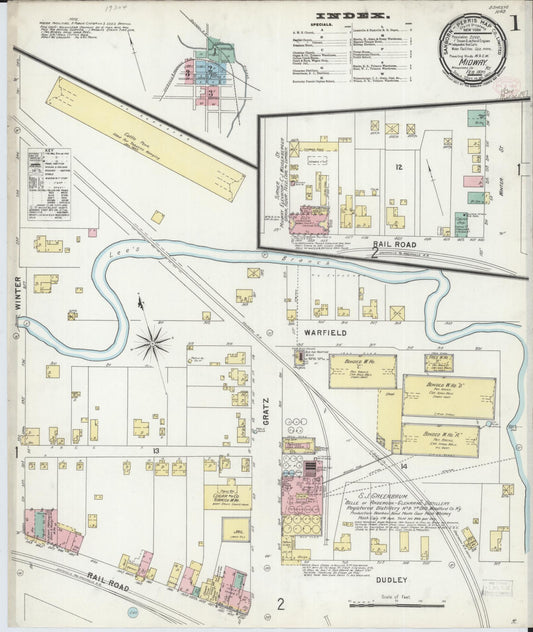 Sanborn Fire Insurance Map from Midway, Woodford County, Kentucky (1897), Sheet #0001 - Historic Sanborn Fire Insurance Map Print, vintage old map wall art, antique decor, genealogy gift, Kentucky Kentucky map