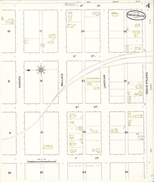 Sanborn Fire Insurance Map from Coeur D'alene, Kootenai County, Idaho (1891), Sheet #0004 - Historic Sanborn Fire Insurance Map Print, vintage old map wall art, antique decor, genealogy gift, Idaho Idaho map