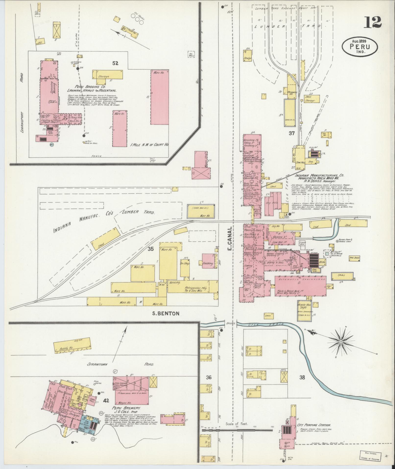 Sanborn Fire Insurance Map from Peru, Miami County, Indiana (1899), Sheet #0012 - Complete Map Set gallery image, historic Sanborn map, vintage wall art, Indiana Indiana