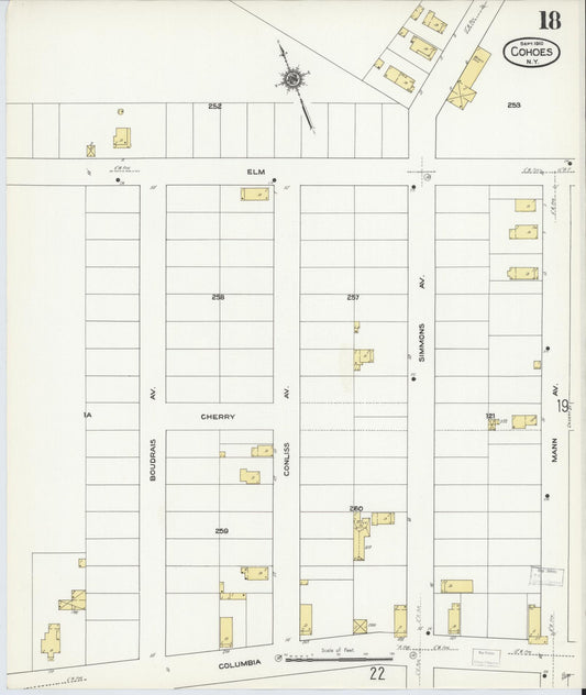Sanborn Fire Insurance Map from Cohoes, Albany County, New York (1910), Sheet #0018 - Historic Sanborn Fire Insurance Map Print, vintage old map wall art, antique decor, genealogy gift, New York New York map