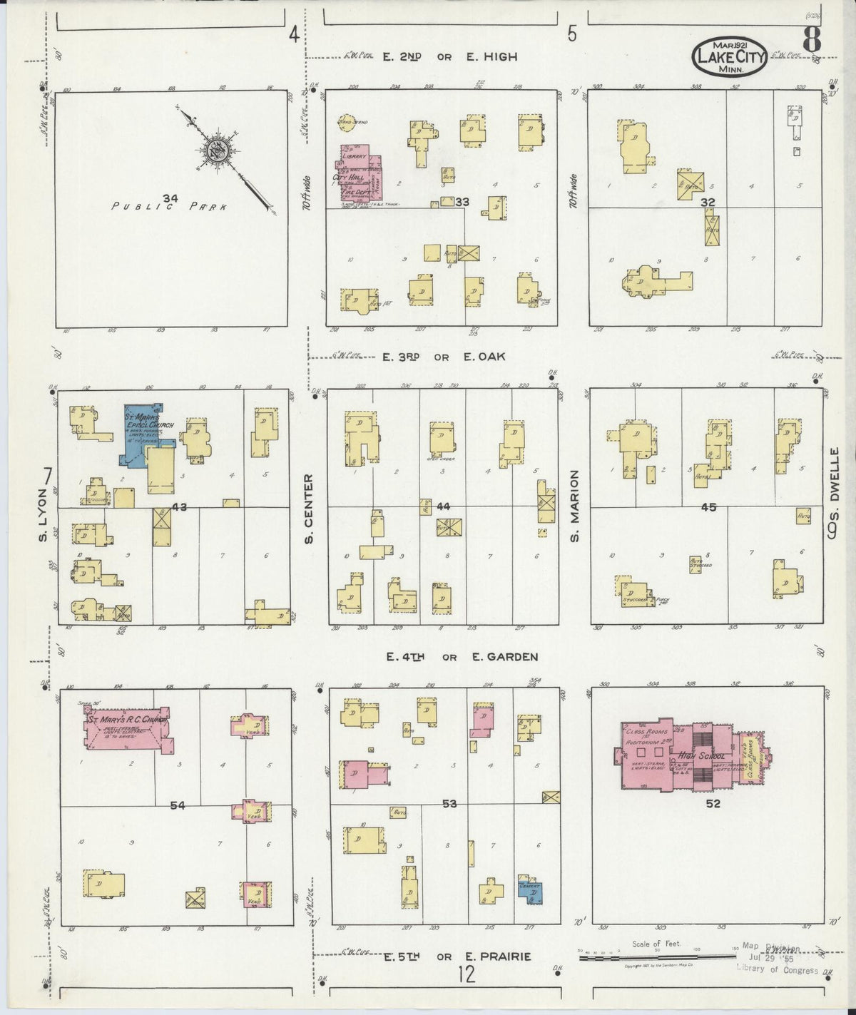Sanborn Fire Insurance Map from Lake City, Wabasha County, Minnesota (1921), Sheet #0008 - Complete Map Set gallery image, historic Sanborn map, vintage wall art, Minnesota Minnesota