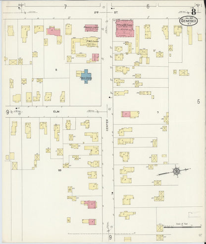 Sanborn Fire Insurance Map from Geneseo, Livingston County, New York (1913), Sheet #0008 - Complete Map Set gallery image, historic Sanborn map, vintage wall art, New York New York