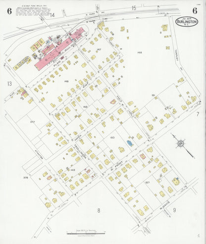 Sanborn Fire Insurance Map from Burlington, Alamance County, North Carolina (1929), Sheet #0006 - Historic Sanborn Fire Insurance Map Print, vintage old map wall art, antique decor, genealogy gift, North Carolina North Carolina map