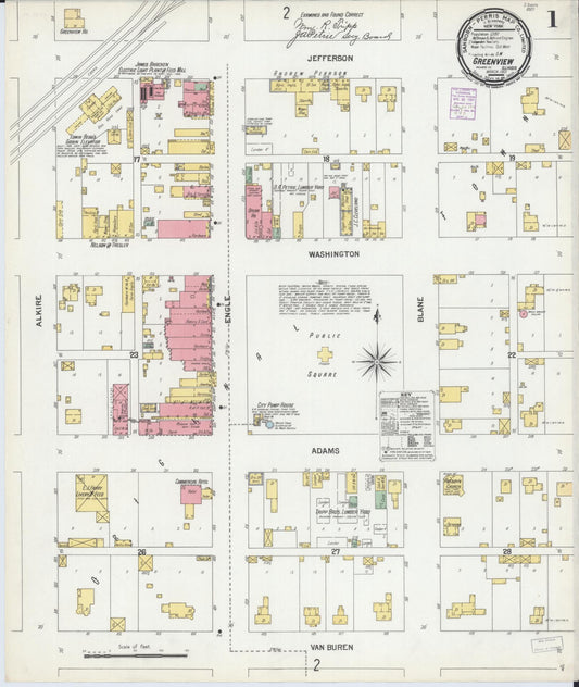 Sanborn Fire Insurance Map from Greenview, Menard County, Illinois (1901), Sheet #0001 - Historic Sanborn Fire Insurance Map Print, vintage old map wall art, antique decor, genealogy gift, Illinois Illinois map