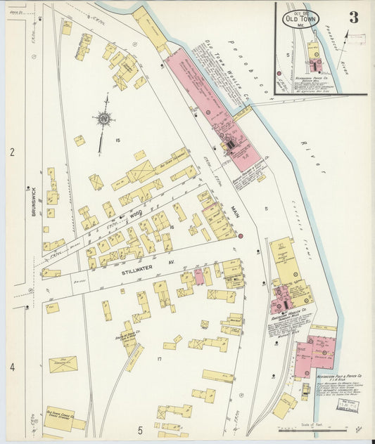 Sanborn Fire Insurance Map from Old Town, Penobscot County, Maine (1912), Sheet #0003 - Historic Sanborn Fire Insurance Map Print, vintage old map wall art, antique decor, genealogy gift, Maine Maine map