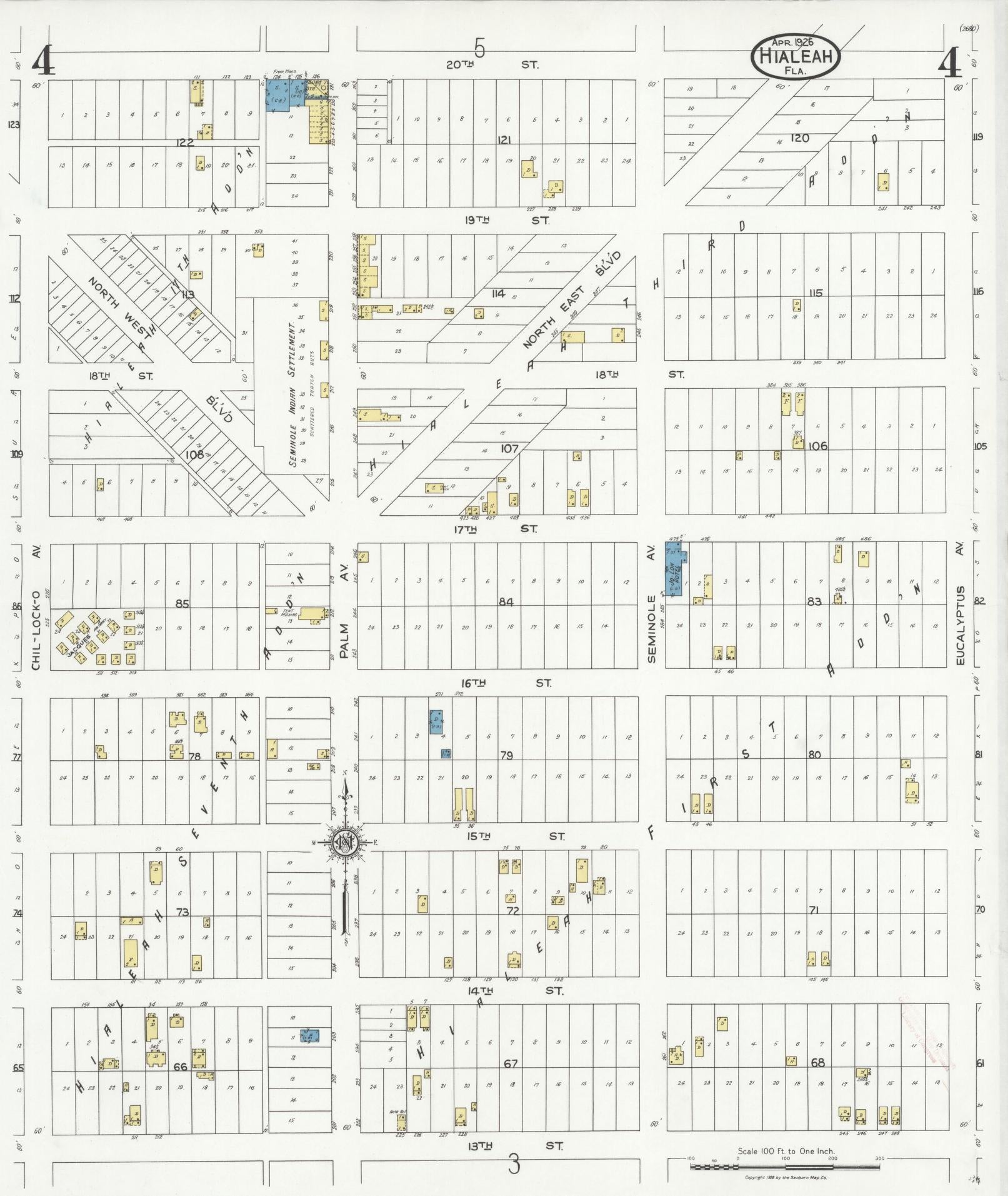 Sanborn Fire Insurance Map from Hialeah, Dade County, Florida (1926), Sheet #0004 - Complete Map Set gallery image, historic Sanborn map, vintage wall art, Florida Florida
