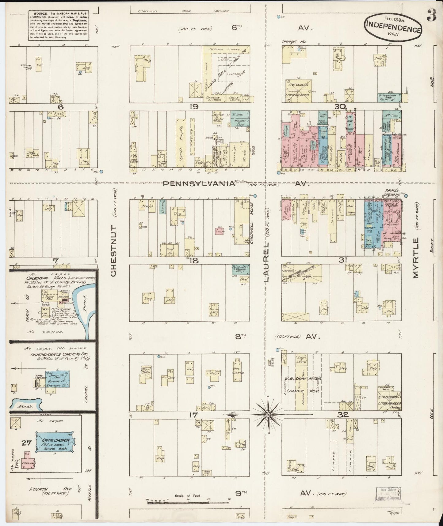 Sanborn Fire Insurance Map from Independence, Montgomery County, Kansas (1885), Sheet #0003 - Historic Sanborn Fire Insurance Map Print, vintage old map wall art, antique decor, genealogy gift, Kansas Kansas map