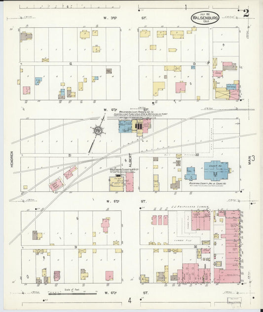 Sanborn Fire Insurance Map from Walsenburg, Huerfano County, Colorado (1912), Sheet #0002 - Historic Sanborn Fire Insurance Map Print, vintage old map wall art, antique decor, genealogy gift, Colorado Colorado map