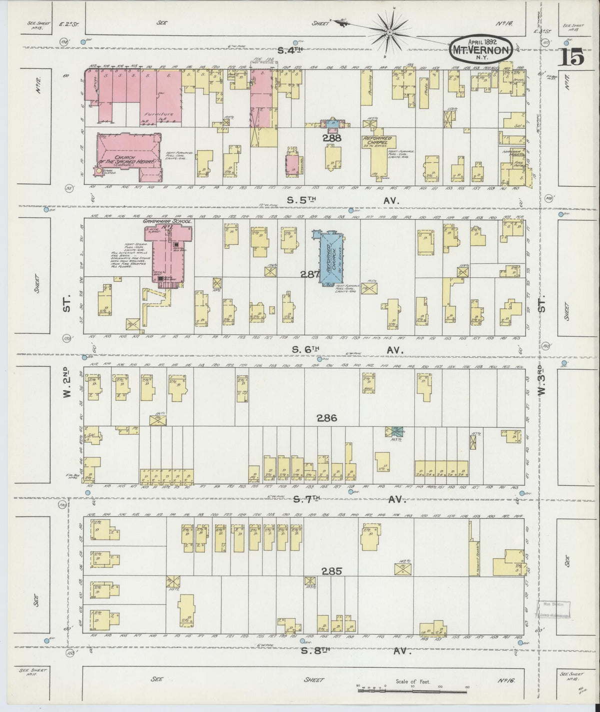 Sanborn Fire Insurance Map from Mount Vernon, Westchester County, New York (1892), Sheet #0015 - Complete Map Set gallery image, historic Sanborn map, vintage wall art, New York New York