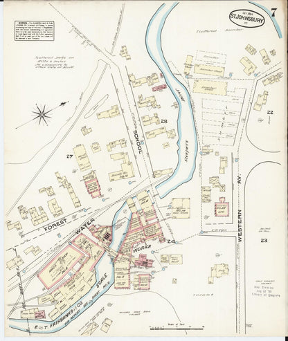 Sanborn Fire Insurance Map from Saint Johnsbury, Caledonia County, Vermont (1884), Sheet #0007 - Complete Map Set gallery image, historic Sanborn map, vintage wall art, Vermont Vermont