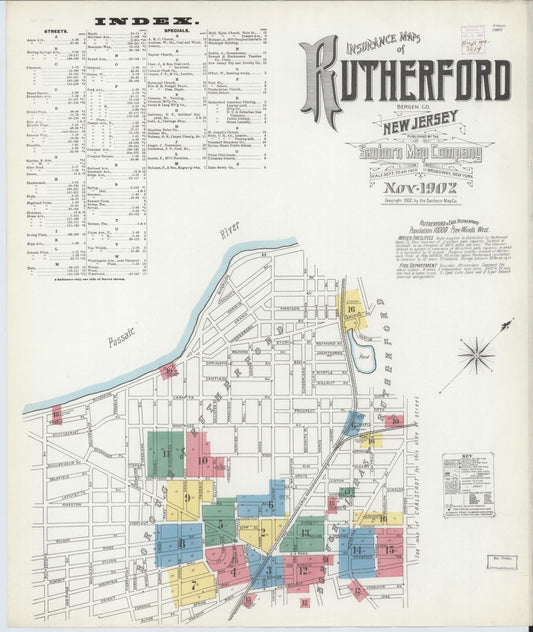 Sanborn Fire Insurance Map from Rutherford, Bergen County, New Jersey. (1902) – Historic Sanborn Fire Insurance Map Print