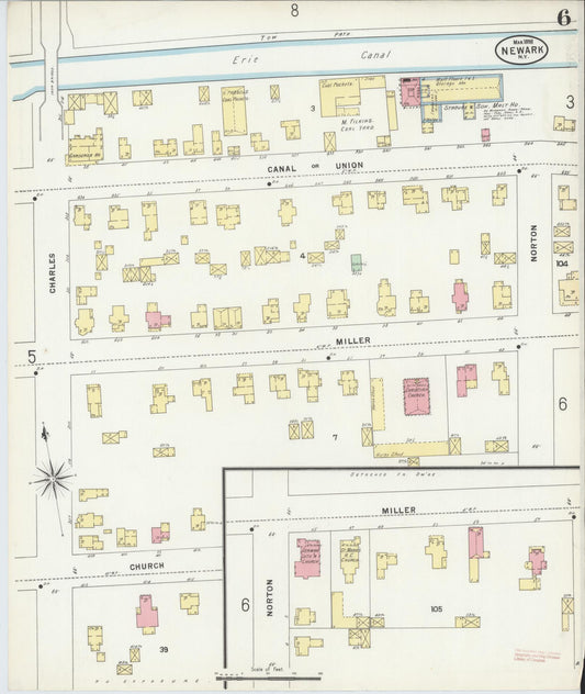 Sanborn Fire Insurance Map from Newark, Wayne County, New York (1898), Sheet #0006 - Historic Sanborn Fire Insurance Map Print, vintage old map wall art, antique decor, genealogy gift, New York New York map
