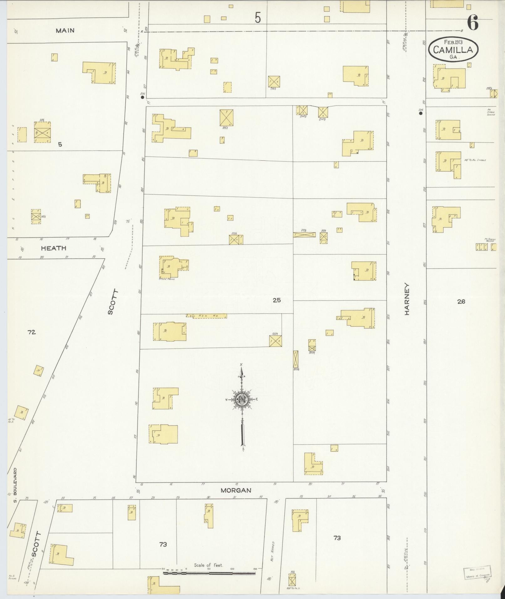 Sanborn Fire Insurance Map from Camilla, Mitchell County, Georgia (1913), Sheet #0006 - Complete Map Set gallery image, historic Sanborn map, vintage wall art, Georgia Georgia