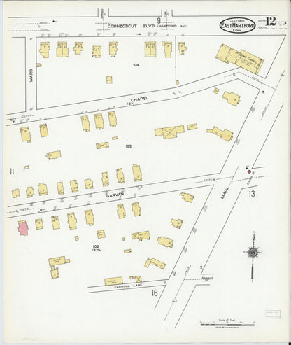 Sanborn Fire Insurance Map from East Hartford, Hartford County, Connecticut (1920), Sheet #0012 - Complete Map Set gallery image, historic Sanborn map, vintage wall art, Connecticut Connecticut