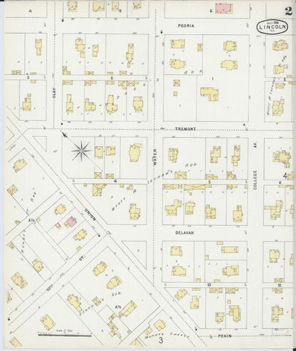 Sanborn Fire Insurance Map from Lincoln, Logan County, Illinois (1896), Sheet #0002 - Complete Map Set gallery image, historic Sanborn map, vintage wall art, Illinois Illinois