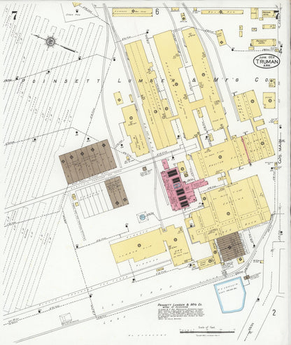 Sanborn Fire Insurance Map from Truman, Poinsett County, Arkansas (1926), Sheet #0007 - Complete Map Set gallery image, historic Sanborn map, vintage wall art, Arkansas Arkansas