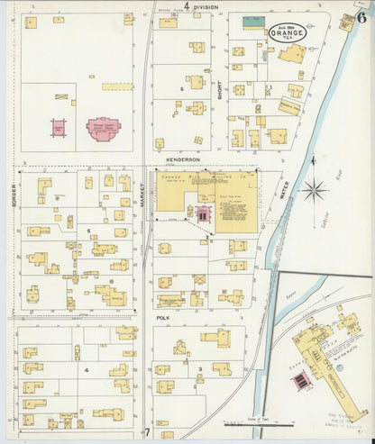 Sanborn Fire Insurance Map from Orange, Orange County, Texas (1904), Sheet #0006 - Complete Map Set gallery image, historic Sanborn map, vintage wall art, Texas Texas
