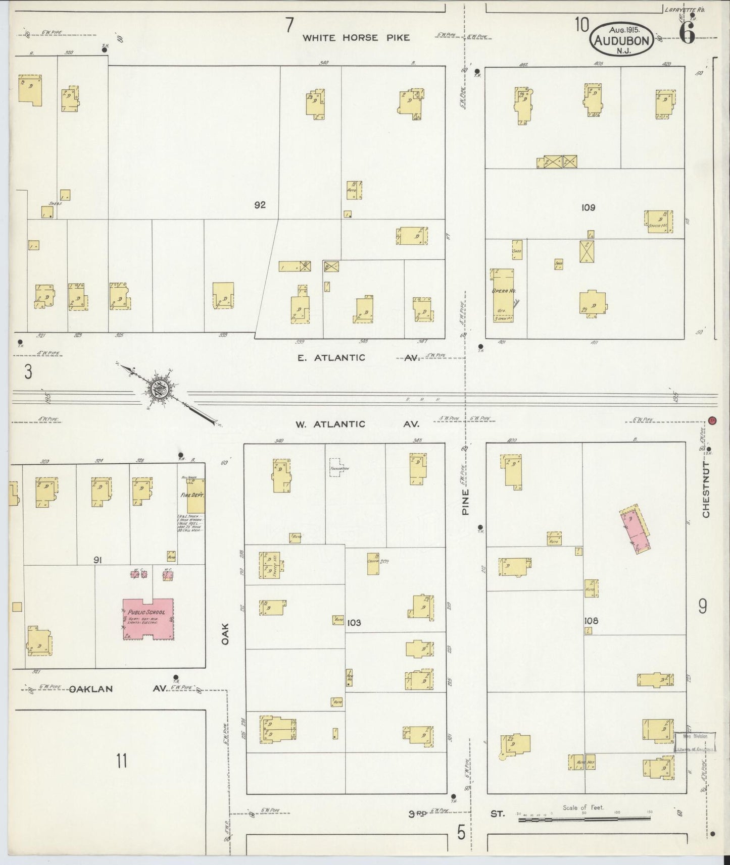 Sanborn Fire Insurance Map from Audubon, Camden County, New Jersey (1915), Sheet #0006 - Complete Map Set gallery image, historic Sanborn map, vintage wall art, New Jersey New Jersey