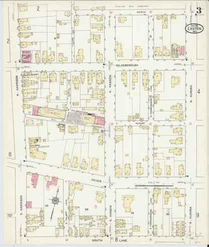 Sanborn Fire Insurance Map from Easton, Talbot County, Maryland (1912), Sheet #0003 - Complete Map Set gallery image, historic Sanborn map, vintage wall art, Maryland Maryland