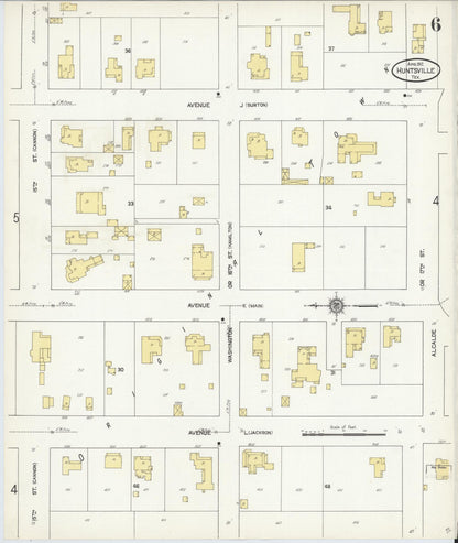 Sanborn Fire Insurance Map from Huntsville, Walker County, Texas (1912), Sheet #0006 - Complete Map Set gallery image, historic Sanborn map, vintage wall art, Texas Texas