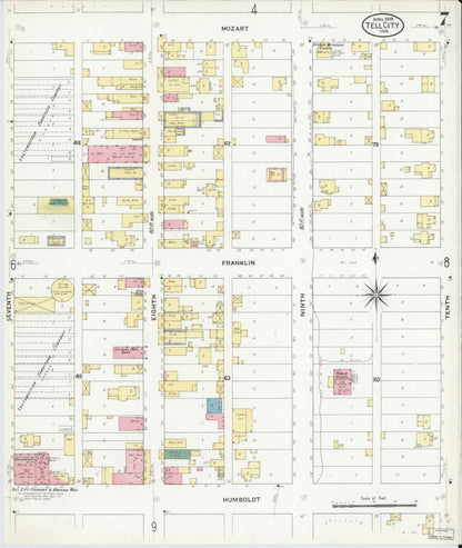Sanborn Fire Insurance Map from Tell City, Perry County, Indiana (1909), Sheet #0007 - Complete Map Set gallery image, historic Sanborn map, vintage wall art, Indiana Indiana