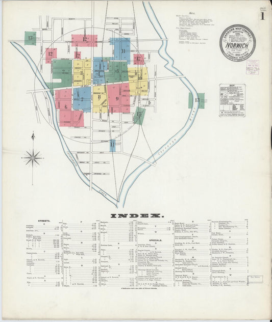 Sanborn Fire Insurance Map from Norwich, Chenango County, New York (1903), Sheet #0001 - Historic Sanborn Fire Insurance Map Print, vintage old map wall art, antique decor, genealogy gift, New York New York map