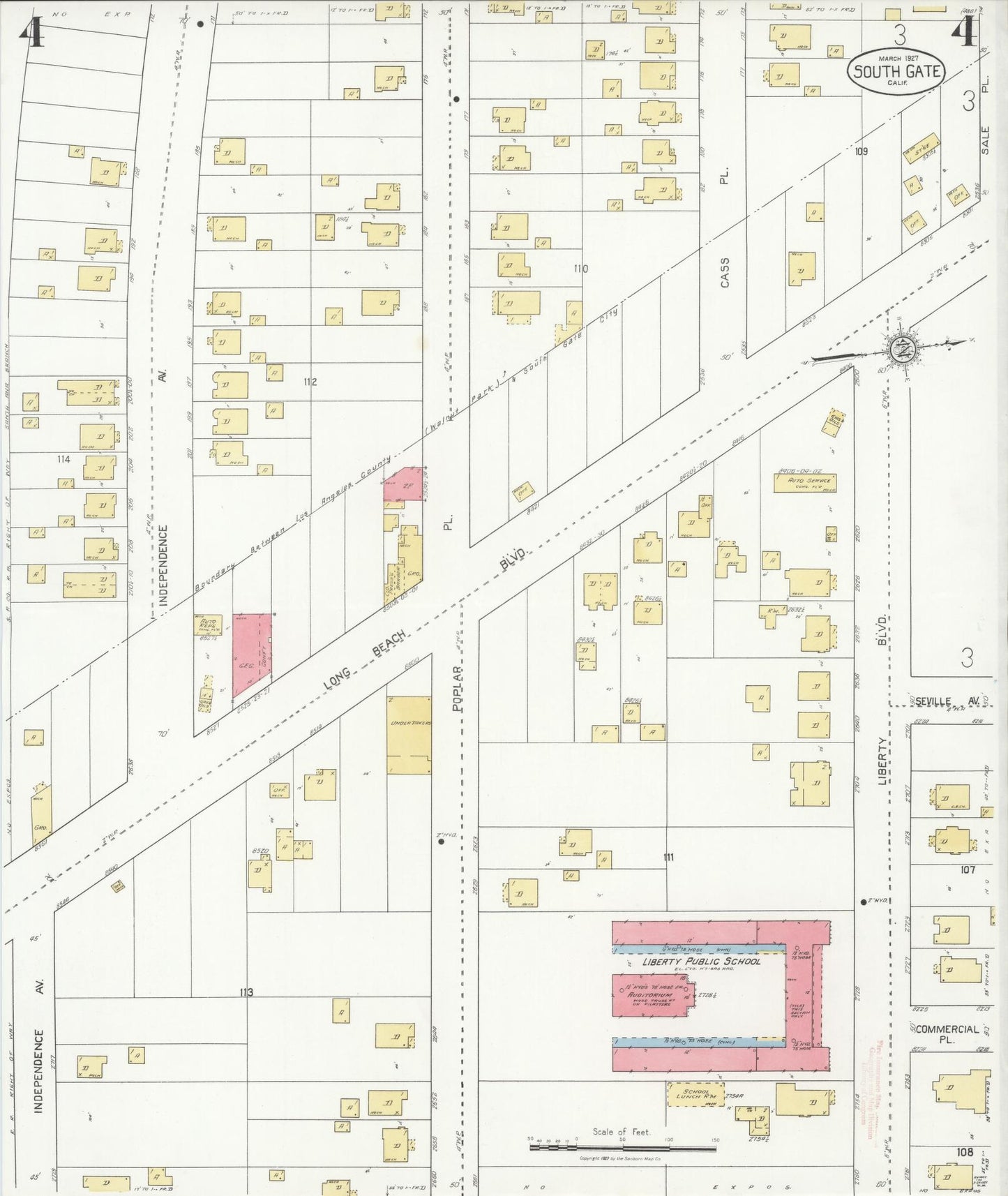 Sanborn Fire Insurance Map from South Gate, Los Angeles County, California (1927), Sheet #0004 - Complete Map Set gallery image, historic Sanborn map, vintage wall art, California California