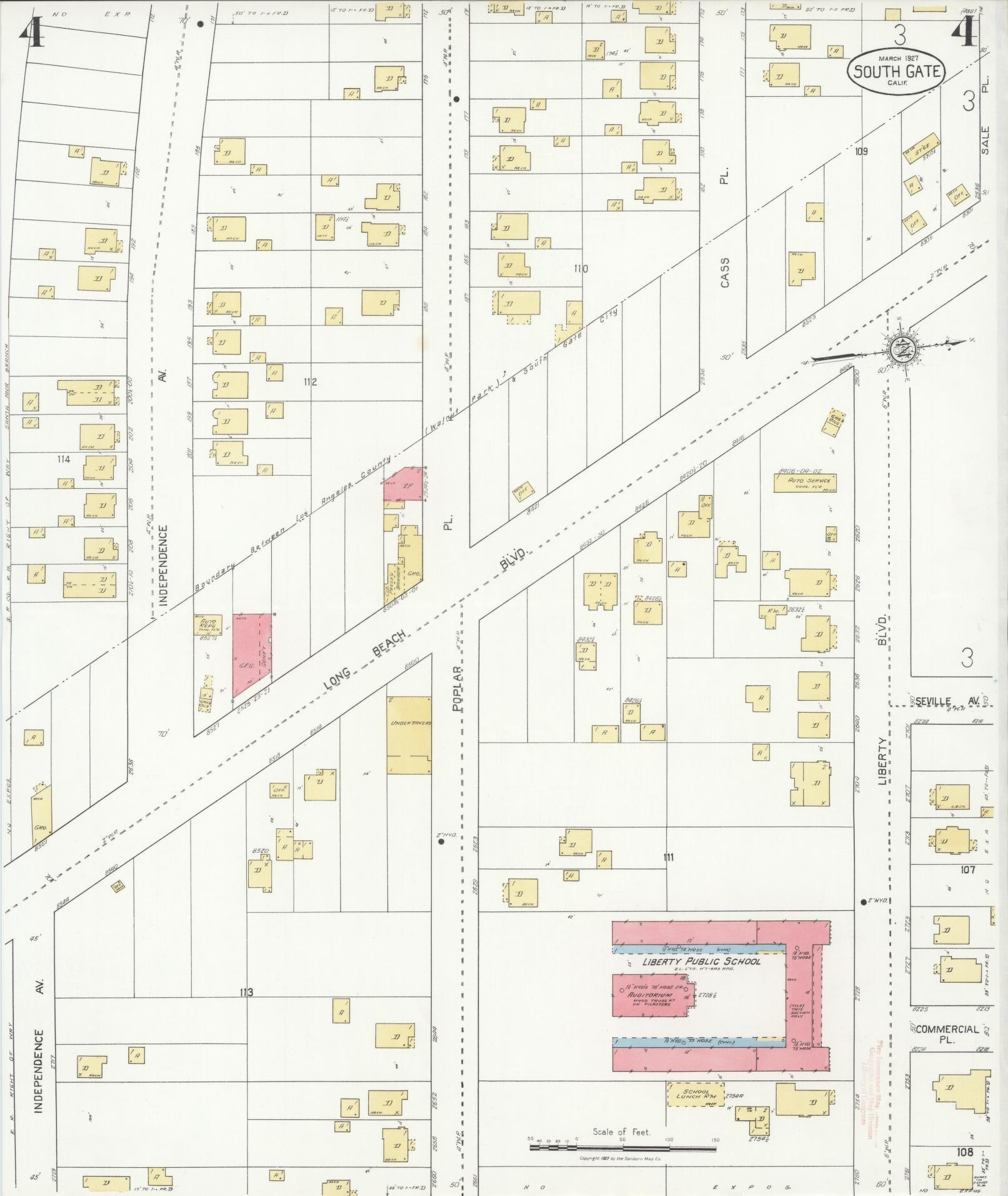 Sanborn Fire Insurance Map from South Gate, Los Angeles County, California (1927), Sheet #0004 - Complete Map Set gallery image, historic Sanborn map, vintage wall art, California California