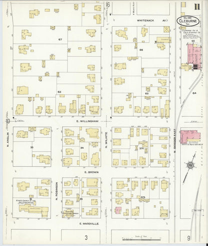 Sanborn Fire Insurance Map from Cleburne, Johnson County, Texas (1910), Sheet #0011 - Historic Sanborn Fire Insurance Map Print, vintage old map wall art, antique decor, genealogy gift, Texas Texas map
