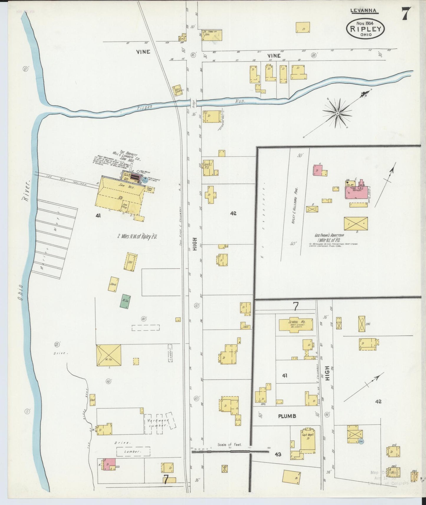 Sanborn Fire Insurance Map from Ripley, Brown County, Ohio (1904), Sheet #0007 - Complete Map Set gallery image, historic Sanborn map, vintage wall art, Ohio Ohio