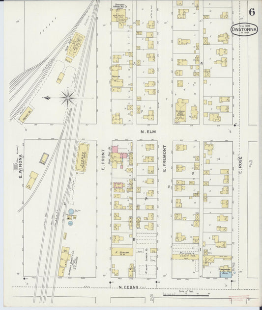 Sanborn Fire Insurance Map from Owatonna, Steele County, Minnesota (1894), Sheet #0006 - Historic Sanborn Fire Insurance Map Print, vintage old map wall art, antique decor, genealogy gift, Minnesota Minnesota map