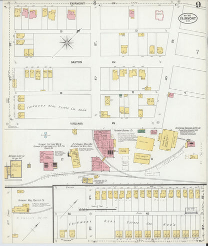 Sanborn Fire Insurance Map from Fairmont, Marion County, West Virginia (1902), Sheet #0009 - Complete Map Set gallery image, historic Sanborn map, vintage wall art, West Virginia West Virginia