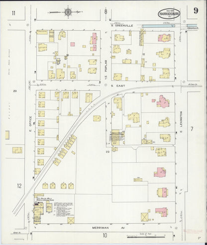 Sanborn Fire Insurance Map from Harrodsburg, Mercer County, Kentucky (1914), Sheet #0009 - Complete Map Set gallery image, historic Sanborn map, vintage wall art, Kentucky Kentucky