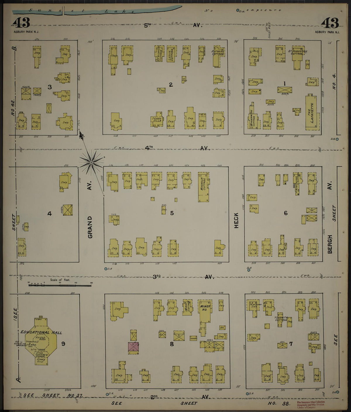 Sanborn Fire Insurance Map from New Jersey Coast, New Jersey Coast, New Jersey (1890), Sheet #0043 - Complete Map Set gallery image, historic Sanborn map, vintage wall art, New Jersey Coast New Jersey