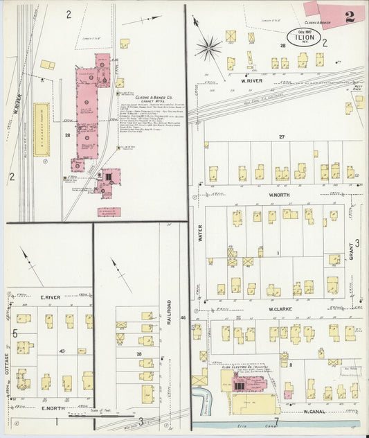 Sanborn Fire Insurance Map from Ilion, Herkimer County, New York (1907), Sheet #0002 - Complete Map Set gallery image, historic Sanborn map, vintage wall art, New York New York