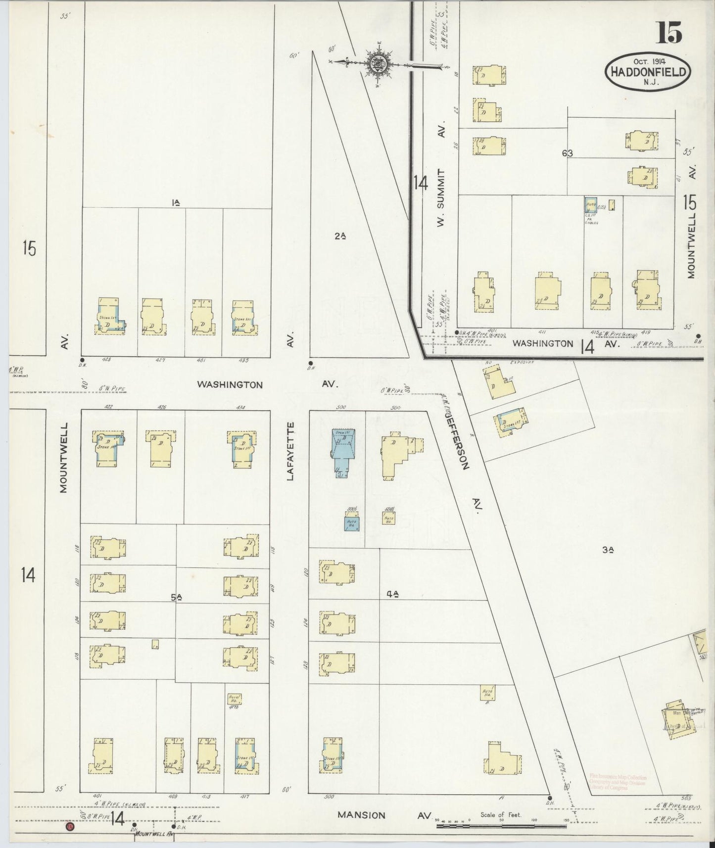 Sanborn Fire Insurance Map from Haddonfield, Camden County, New Jersey (1914), Sheet #0015 - Complete Map Set gallery image, historic Sanborn map, vintage wall art, New Jersey New Jersey