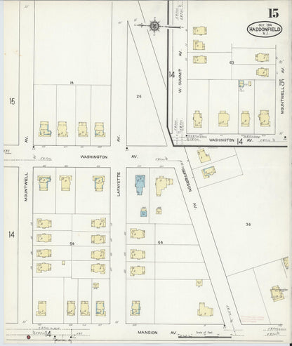 Sanborn Fire Insurance Map from Haddonfield, Camden County, New Jersey (1914), Sheet #0015 - Complete Map Set gallery image, historic Sanborn map, vintage wall art, New Jersey New Jersey