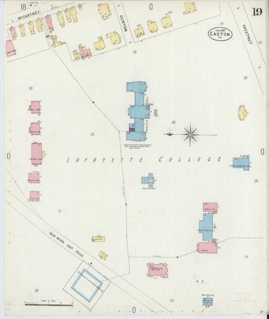 Sanborn Fire Insurance Map from Easton, Northampton County, Pennsylvania (1897), Sheet #0019 - Historic Sanborn Fire Insurance Map Print, vintage old map wall art, antique decor, genealogy gift, Pennsylvania Pennsylvania map