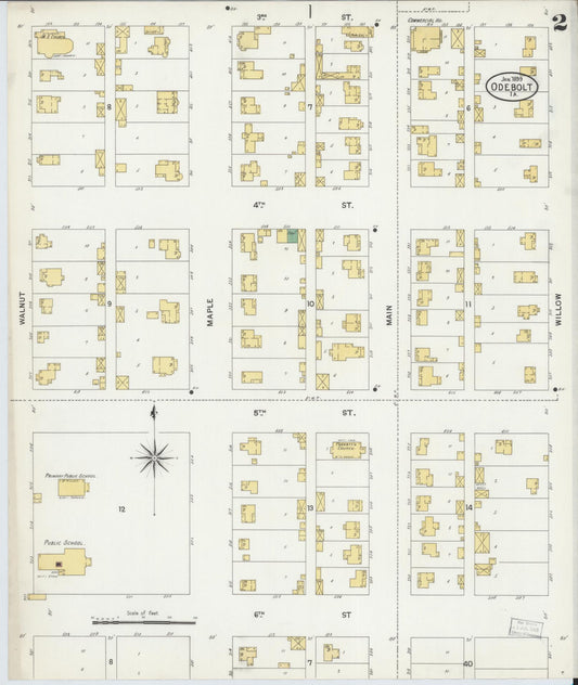 Sanborn Fire Insurance Map from Odebolt, Sac County, Iowa (1899), Sheet #0002 - Historic Sanborn Fire Insurance Map Print, vintage old map wall art